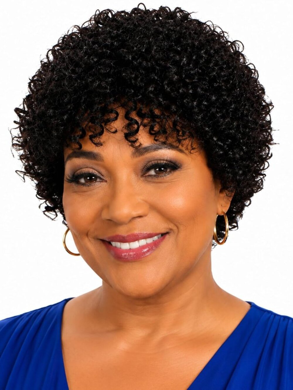 Pixie Cut Human Hair Wig Afro Kinky Curly Glueless Bangs 100% Human Hair